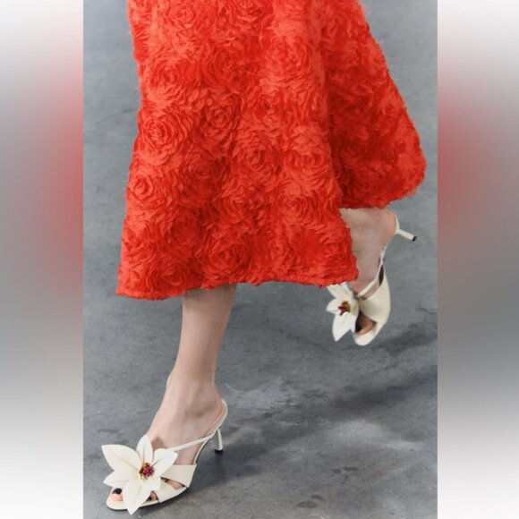 ZARA FLORAL HEELED SANDALS - Picture 1 of 6